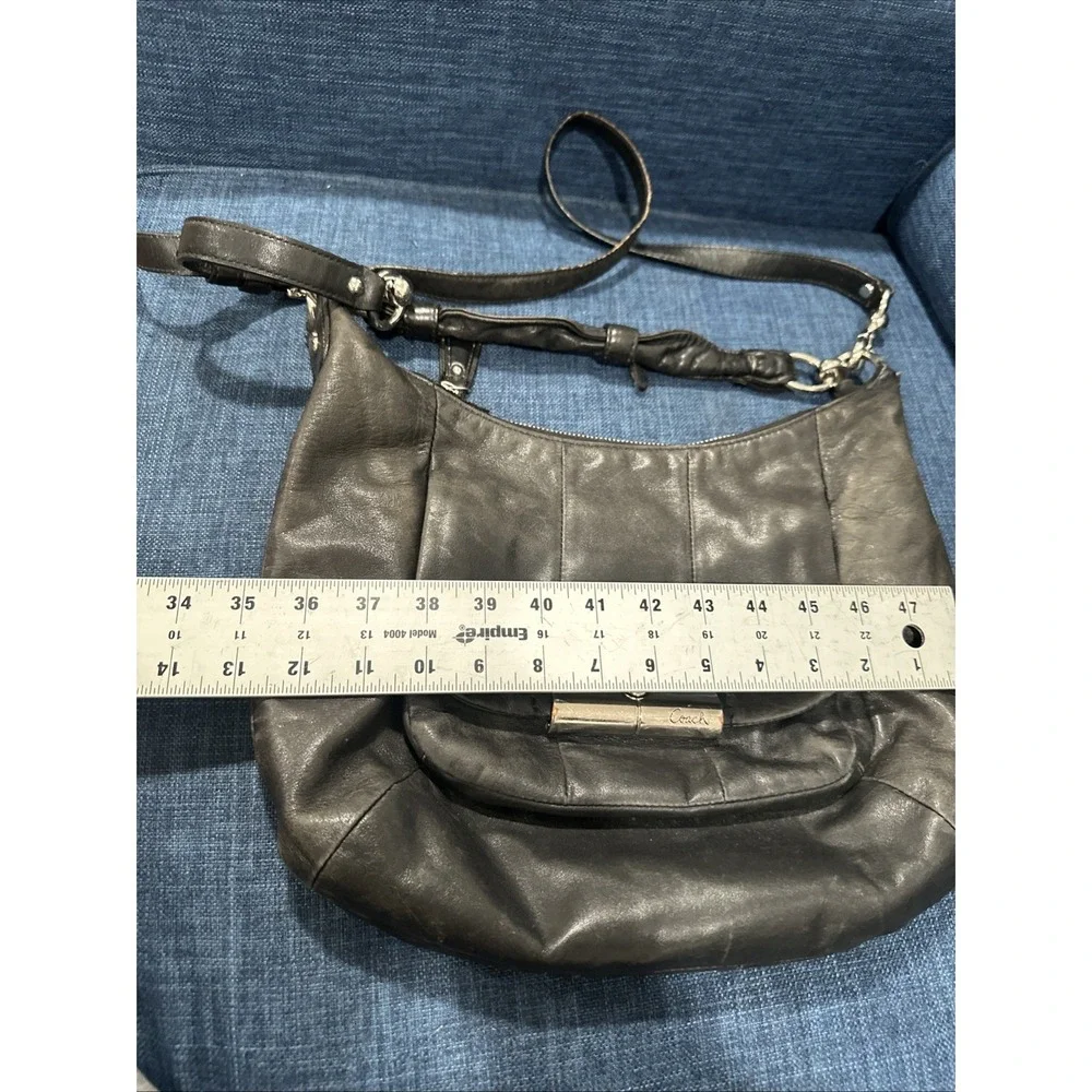 Coach Leather Shoulder Bag Kristin Purse Black Hobo Style w/ Silver Lock